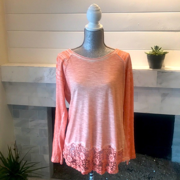 Sundance Tops - Sundance Orange Embroidered Lacey M Top EUC